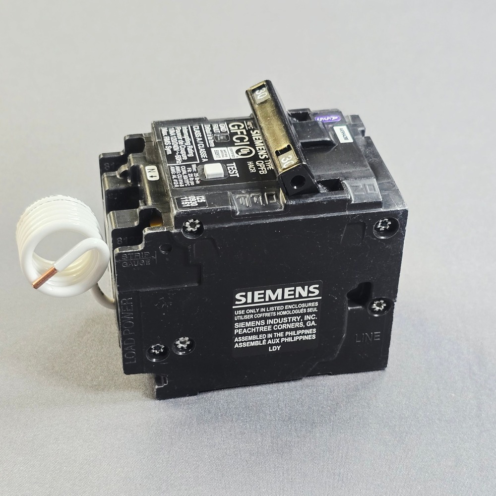 Siemens QPFB GFCI Circuit Breaker 2-Pole 30A Black 120/240V 10kA HACR Rated